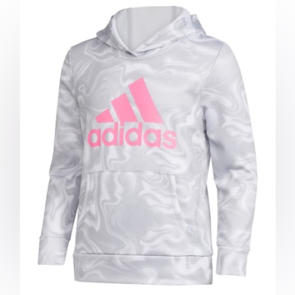 adidas Kids White and Pink Hoodie